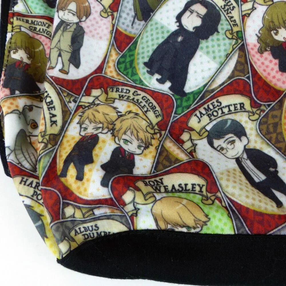Harry Potter Chibi Card Hobo Bag Shoulder Tote Purse Black Multicolor 18x12